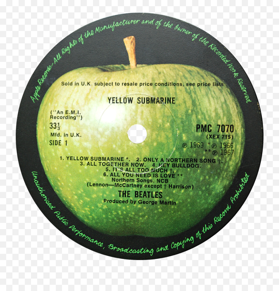 Apple Pmc 7070 - Beatles Lp Label Yellow Submarine Png,Apple Records Logo
