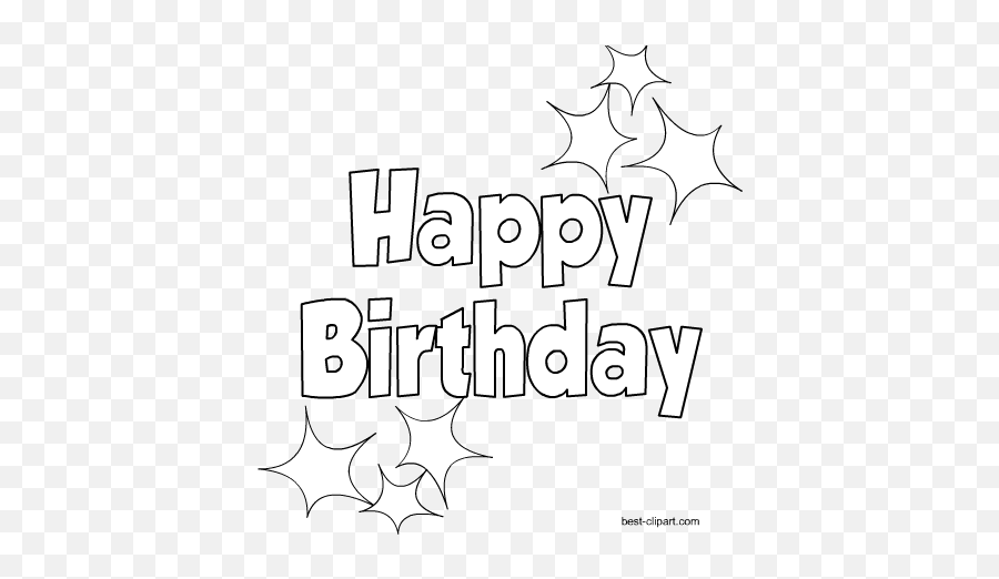 Download Hd Black And White Happy Birthday Png Clipart Image - Happy Birthday Png White,Birthday Png
