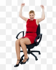 Happy Women Royalty - Woman On Office Chair Png