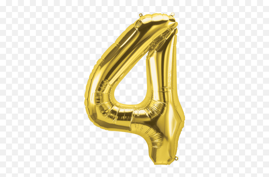Gold Number 4 Balloon - 4 Gold Balloon Png,Number 4 Png