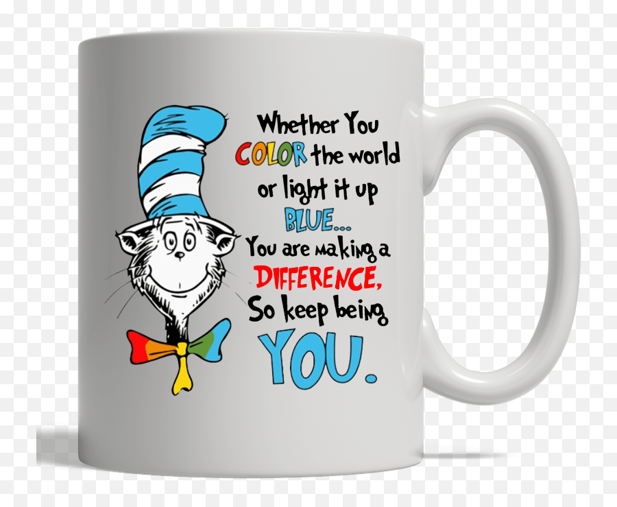Autism Teacher Dr Seuss Light It Up Blue Mug - Dr Seuss Teacher Mug Png,Dr Seuss Png