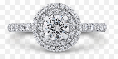 Round Double Halo Engagement Ring - Round Cut Double Halo Engagement Ring Png,Halo Ring Png