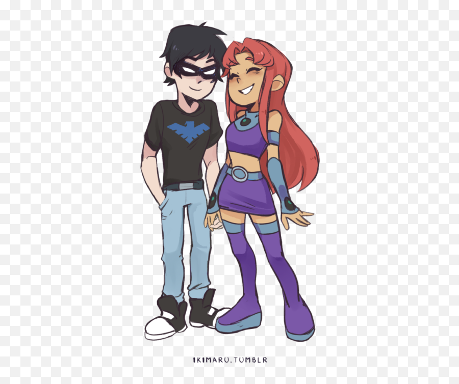 Download Nightwing And Starfire - Cool Robin Teen Titans Teen Titans Go Starfire Png,Nightwing Png