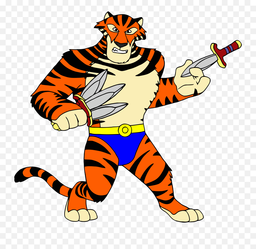Vitaly With Knives Cartoon Clipart Png Image Download - Tiger Cartoon,Cartoon Knife Png