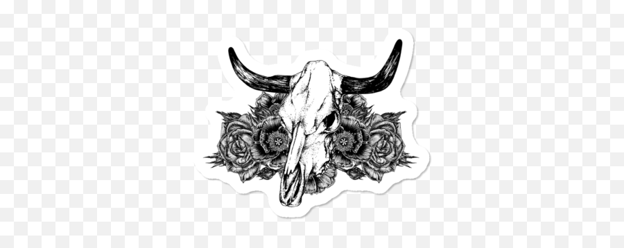Featured Stickers Skulls T - Shirts Tanks Bull Skull Drawing 3 4 Png,Bull Skull Icon