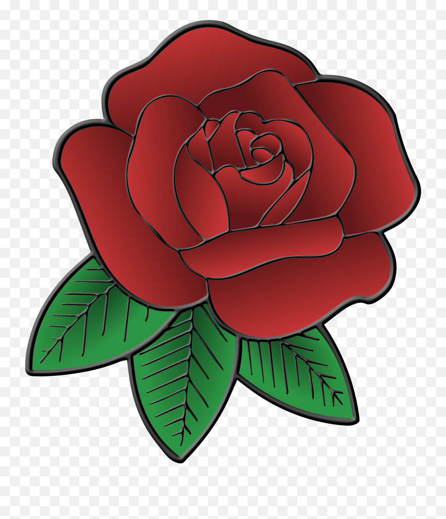 Red Rose With Leaves Free Svg - Rose Flower Drawing Png,Red Rose Png
