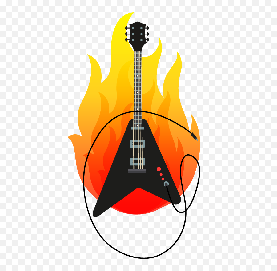 Electric Guitar Sticker With Flame Clipart - Full Size Electric Guitar Sticker Png,Electric Guitar Png