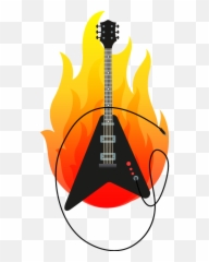Electric Guitar Sticker With Flame Clipart - Full Size Png