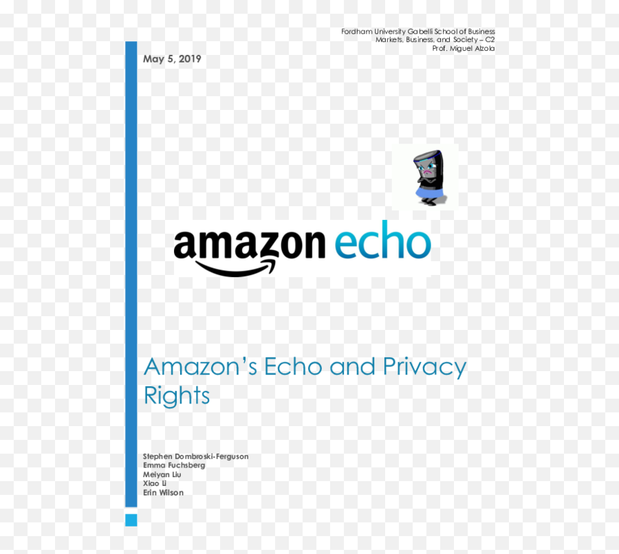 Pdf Amazonu0027s Echo And Privacy Rights Meiyan Liu Stephen - Amazon Png,Amazon Echo Transparent Background