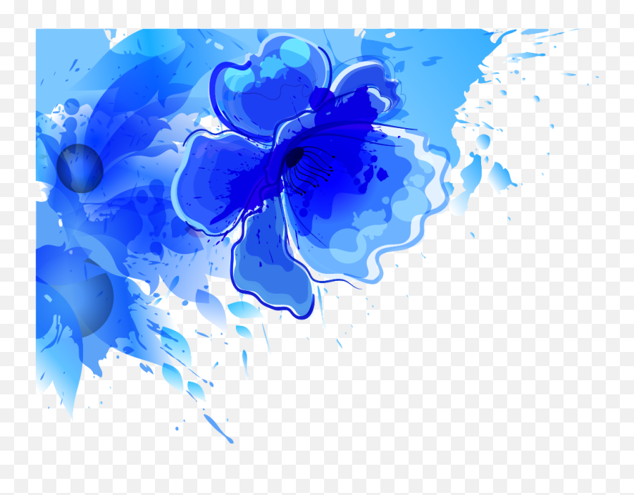 Ftestickers - Watercolor Blue Flower Border Png,Blue Png