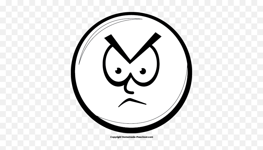 Free Angry Face Black And White - Clipart Of Smiley Face In Black And White Png,Angry React Png