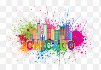 Chicago Skyline Paint Splatter Text Illustration Greeting Card - Colorful Dallas Art png