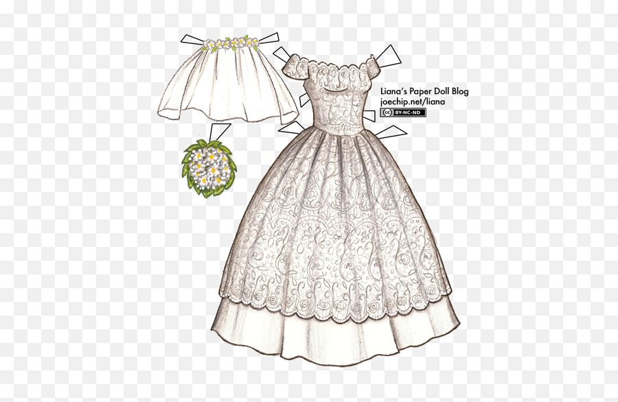 Wedding Dress Lianau0027s Paper Dolls - Doll Wedding Dress Patterns Png,Wedding Veil Png