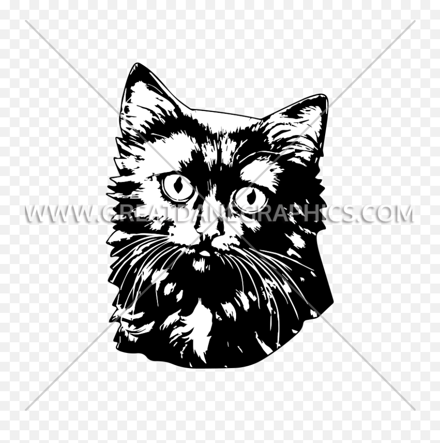 Black Cat Face Production Ready Artwork For T - Shirt Printing Cat Png,Cat Face Transparent