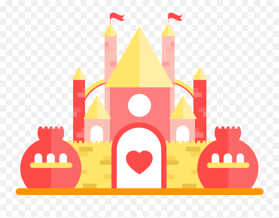 Fairy Tale Castle Icon - Vector Yellow Red Castle Png,Castle Icon