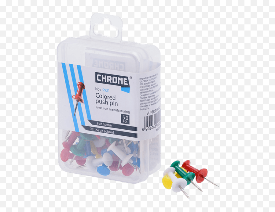 Chrome Color Push Pins 50pc Box Of 10 - Pharmacy Png,Push Pin Transparent