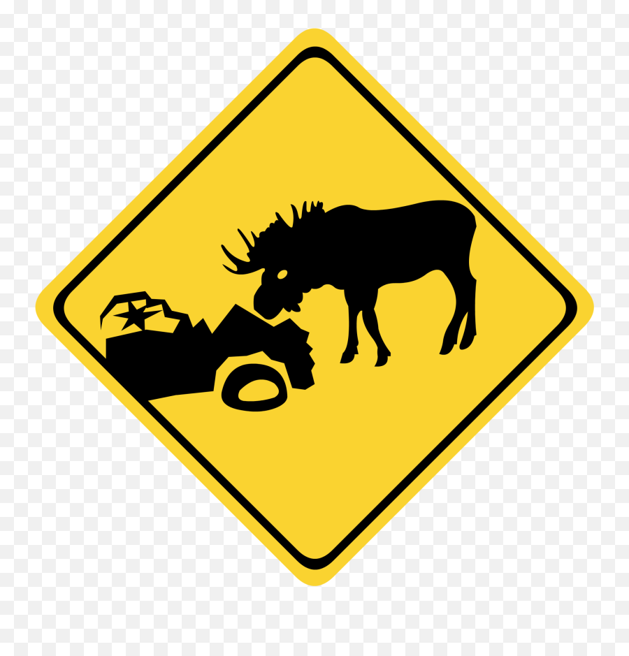 Road Sign Free Transparent Image - Invincible Moose Next 5 Km Png,Road Clipart Transparent
