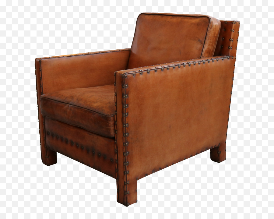 European Design Nailhead Chair In Distressed Leather - Chair Leather Nail Png,Nail Head Png