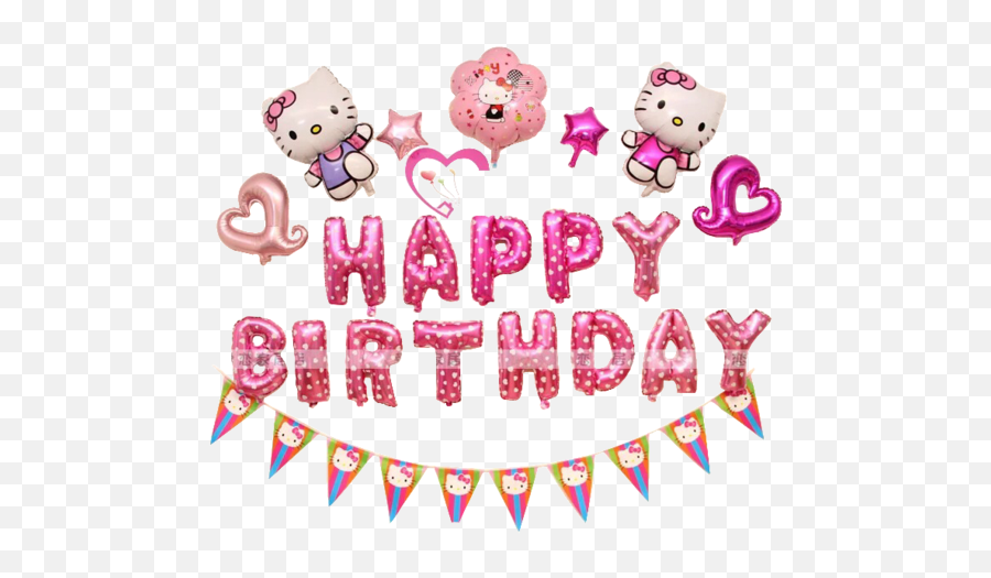 Hello Kitty Happy Birthday Balloons Png 2 Image - Hello Kitty Birthday Background,Birthday Balloons Png