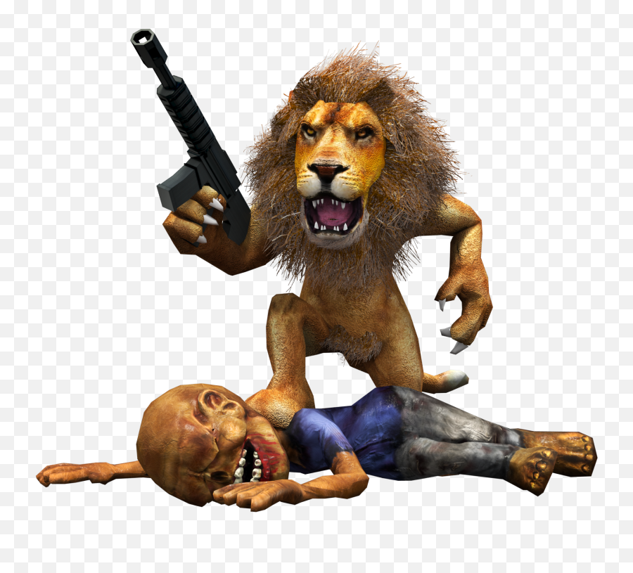 Angry Lion Png - Lion Cartoon Lion With Gun 457620 Vippng Zombie Apocalypse,Cartoon Gun Png