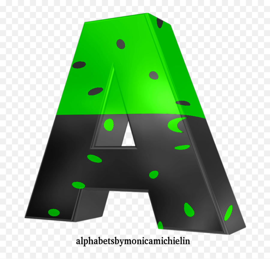 Monica Michielin Alphabets Green And Black Polka Dots - Dot Png,Green Screen Icon