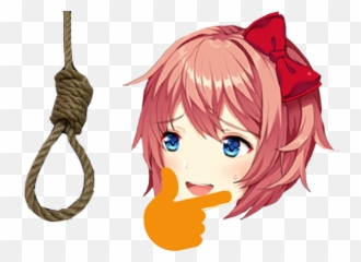 Download Hd U003e - Sayori Thonk Ddlc Transparent PNG Hanging