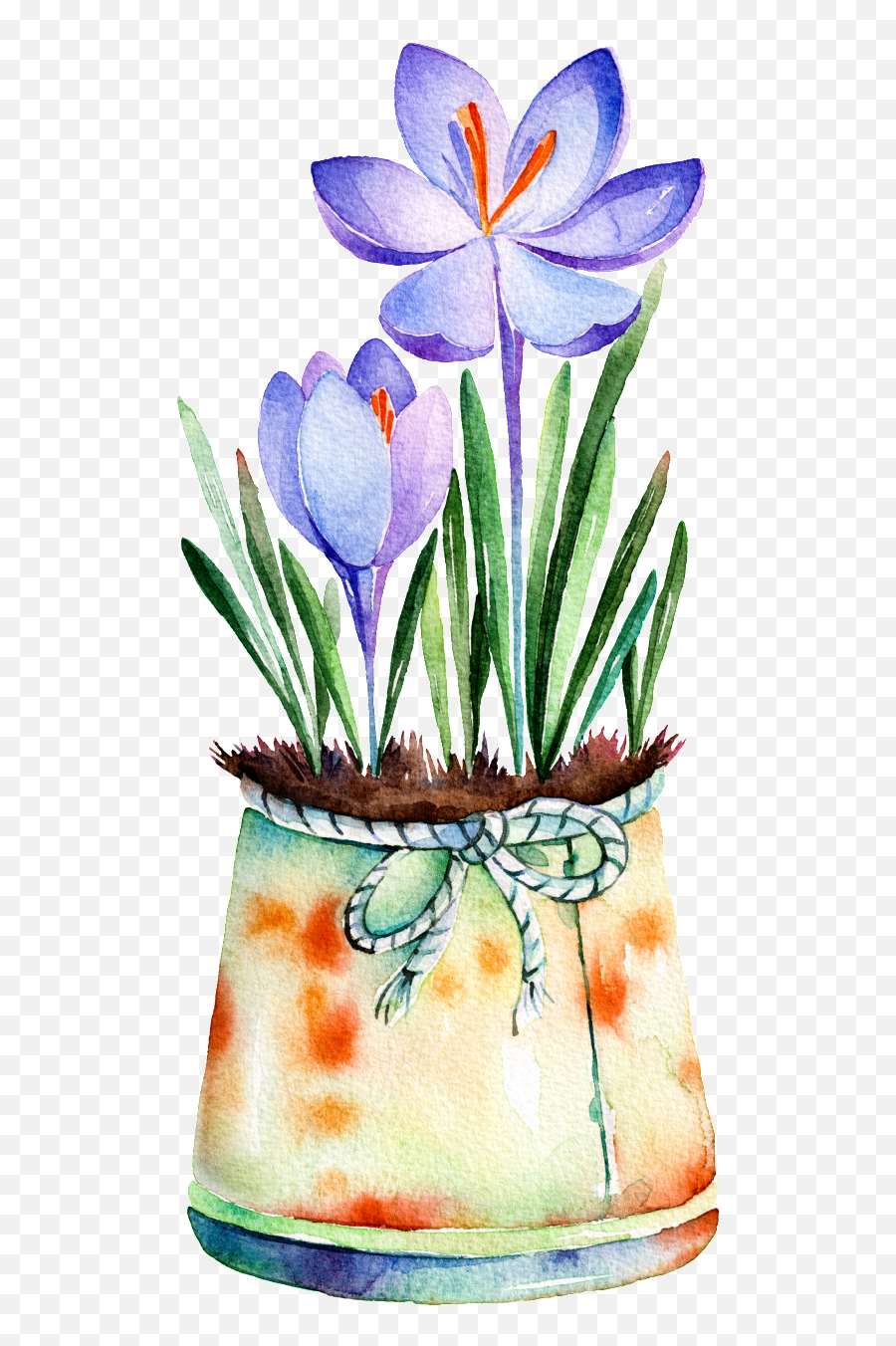 Download Purple Flower Potted Hand Painted Watercolor - Flower In A Vase Drawing Watercolor Png,Transparent Quotes