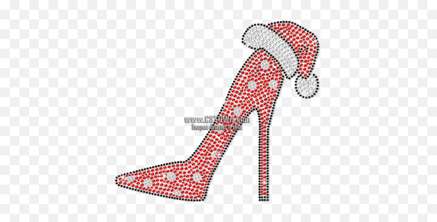 Bling Red High Heel With Christmas Hat Rhinestone Transfer - Basic Pump Png,High Heels Png