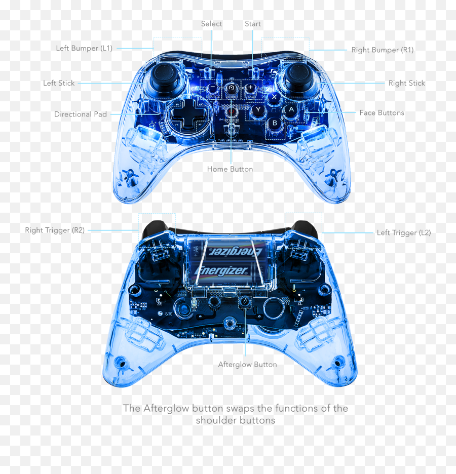 Pdp Afterglow Wireless Pro Controller For Wii U 085 018na Afterglow Wii U Pro Controller Png Free Transparent Png Images Pngaaa Com - wii u pro controller roblox