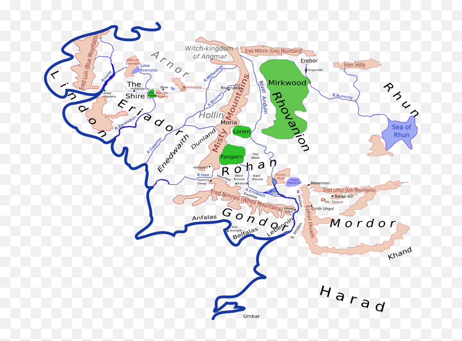 Geography Of Middle - Earth Wikipedia Lothlorien Map Png,Smaug Png