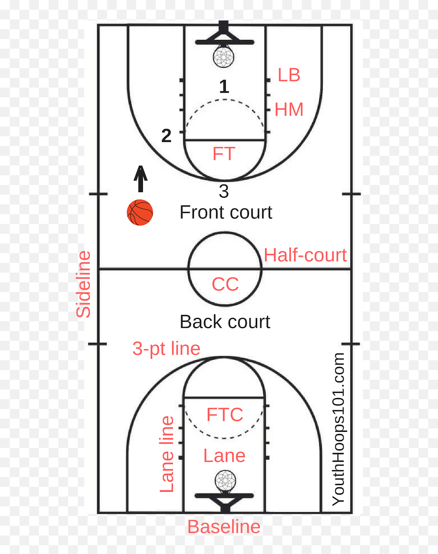 Basketball Court Layout Lines Markings - Labeled Basketball Court Diagram Png,Basketball Court Png
