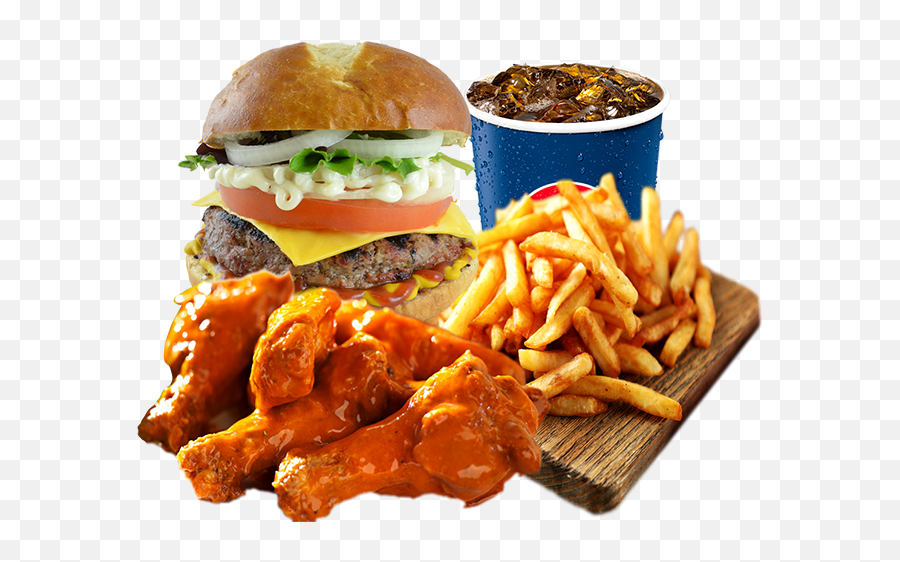 6 Wings U0026 Burger Combo - Burgers And Fries And Wings Full Kfc Double Down Sandwich Png,Burger And Fries Png