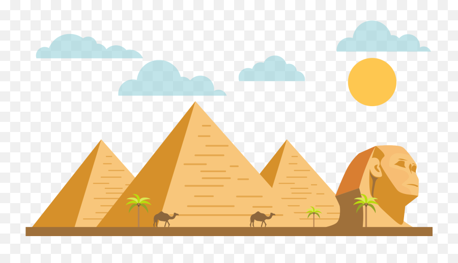 Pyramid Of Giza Cartoon Png Image With - Pyramid Egypt Vector,Sphinx Png