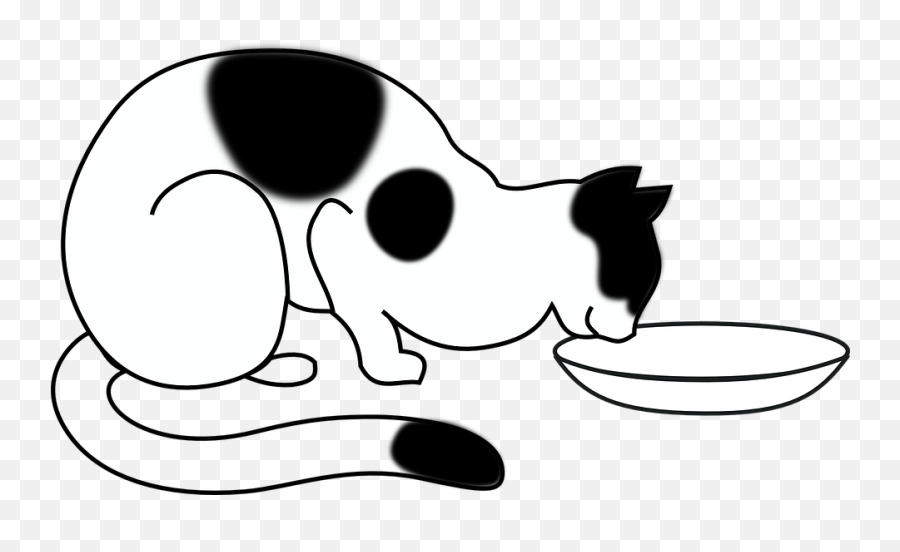 Eating Clipart Png - Black Cat Clipart Images Cat Eating Cat Drinking Milk Drawing,Black Cat Clipart Png