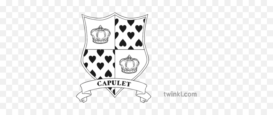 Capulet Coat Of Arms Black And White Illustration - Twinkl Capulet Coat Of Arms Png,Coat Of Arms Template Png