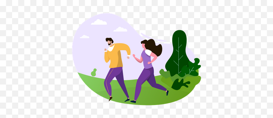Best Premium Man And Woman Jogging In The Park Illustration - Running Png,Running Woman Icon