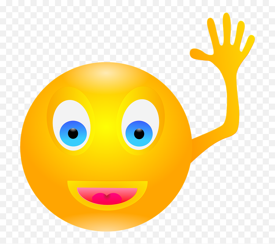 Smiley Waving Laughing - Free Vector Graphic On Pixabay Hinh Anh Vay Tay Chao Png,Icon Laghfing