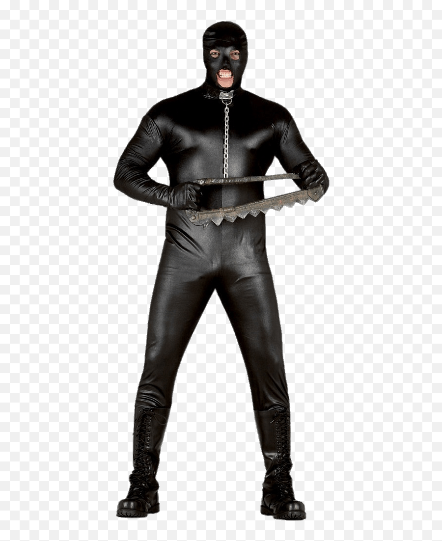 Rubber Man Suit With False Saw - Fancy Dress Gimp Outfit Png,Saw Transparent