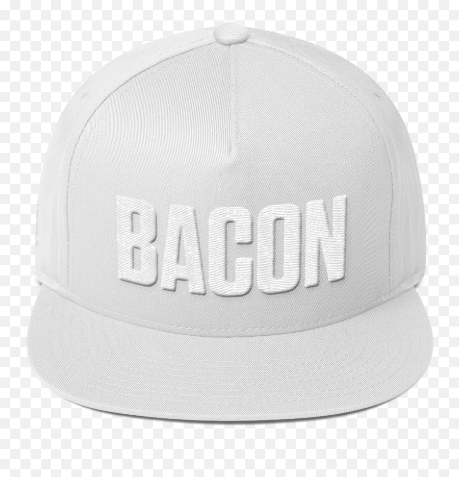Bacon Embroidered Flat Bill Hat - White Shop Bacon Bacon Baseball Cap Png,White Hat Png