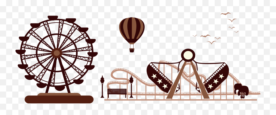 Amusement Park Silhouette Ferris Wheel - Amusement Park Transparent Amusement Park Silhouette Png,Park Png