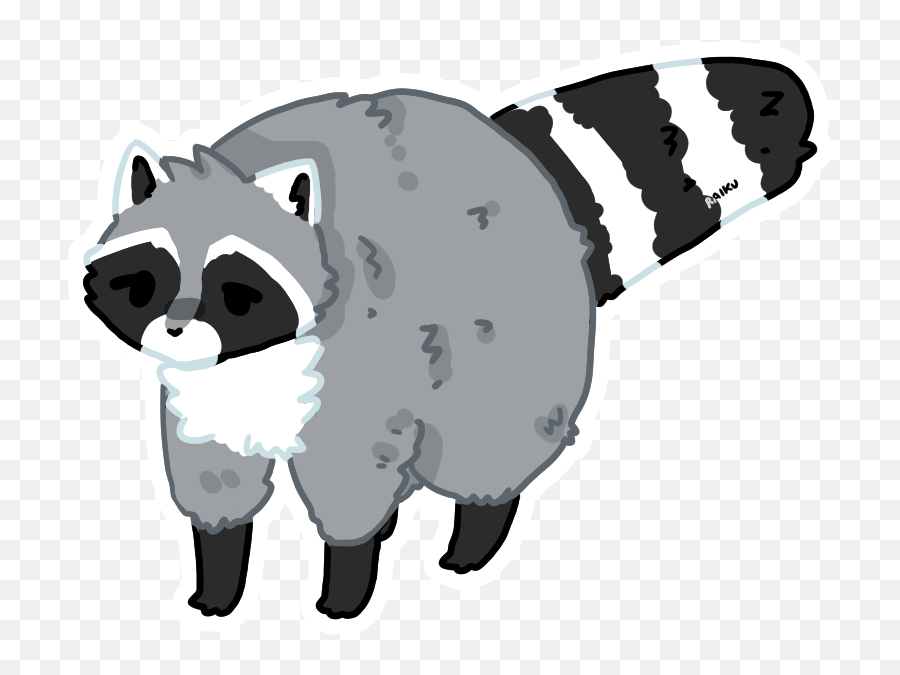 Fat Raccoon Fursona By Raikukitti - Raccoon Black And White Raccoon Drawing Png,Raccoon Transparent Background