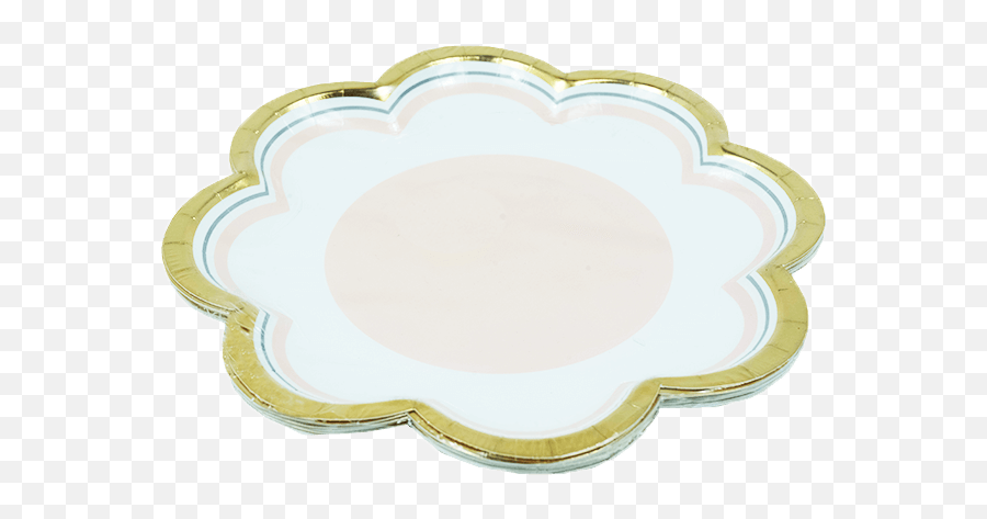 Pink U0026 White With Gold Trim Paper Plates - 26cm Circle Png,Gold Trim Png