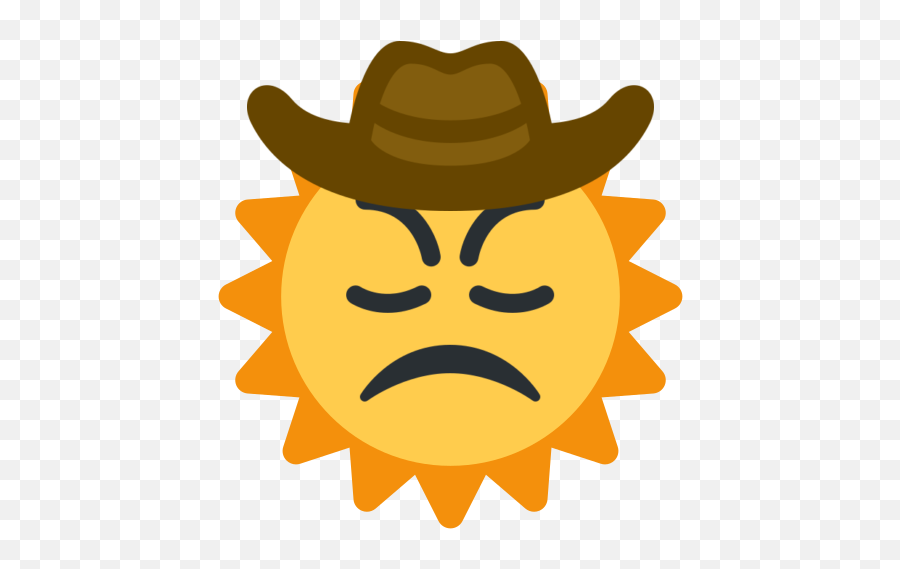 Sun Emoji Extremely Frowning With Determined Eyes Wearing - Portable Network Graphics Png,Cowboy Emoji Png