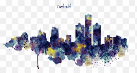 Detroit Skyline Silhouette Beach Towel - png