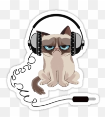 Grumpy Cat Headphones Tank Women Mutinyaudio U203a Portfolio - Head Phones png