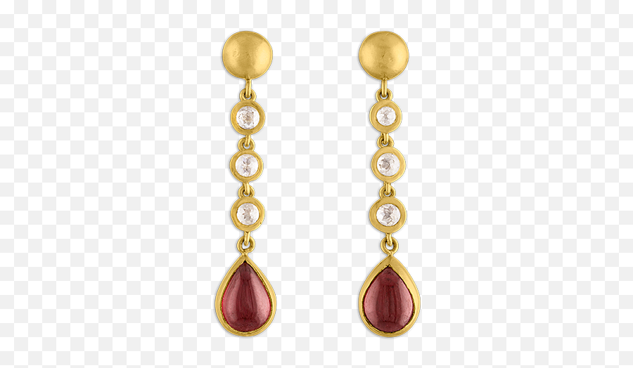 Three Diamond And Garnet Chime Earrings - Brinco De Ouro Grande Png,Garnet Png