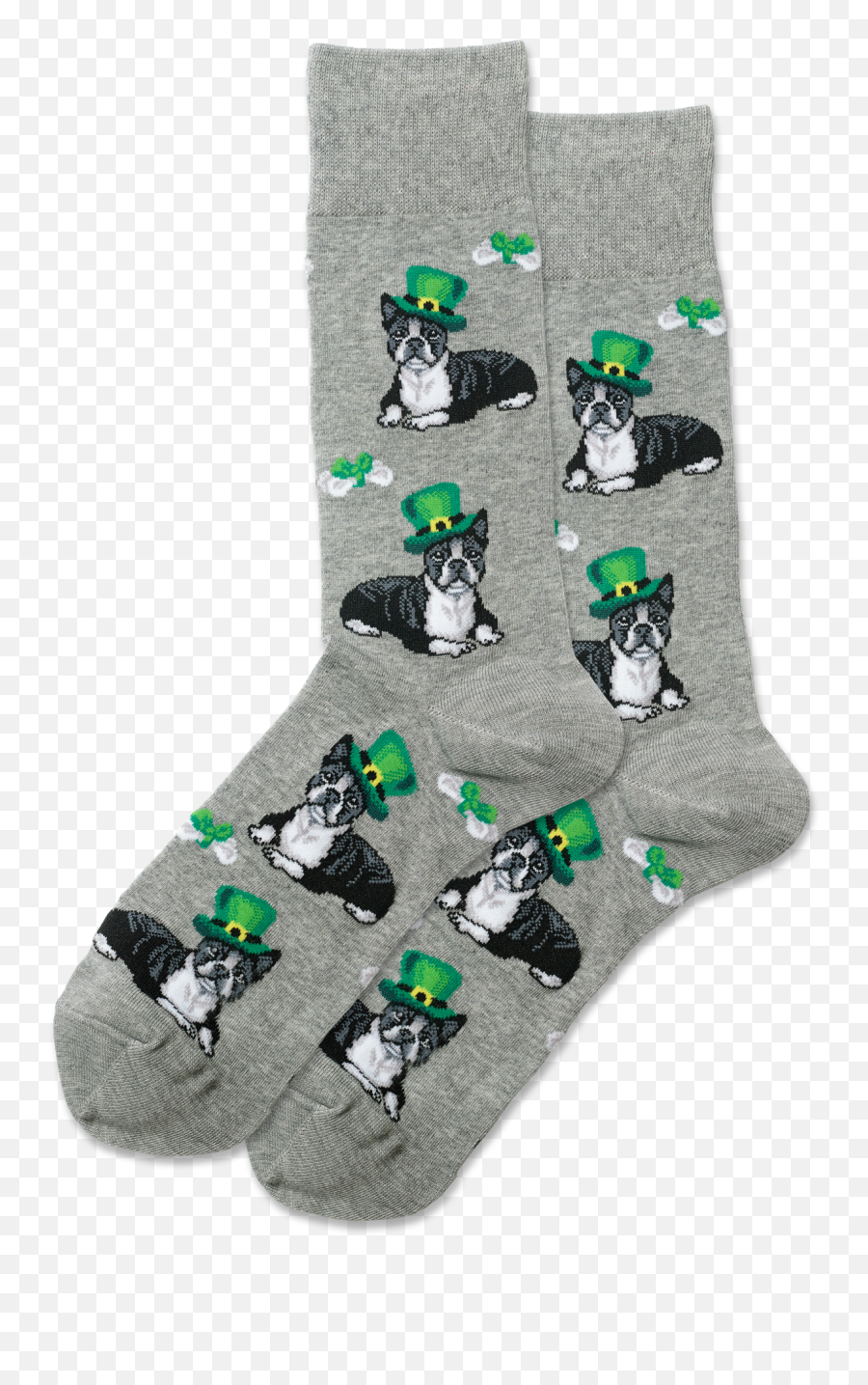 Menu0027s Irish Boston Terrier Crew Socks - Grey Heather For Teen Png,Boston Terrier Png