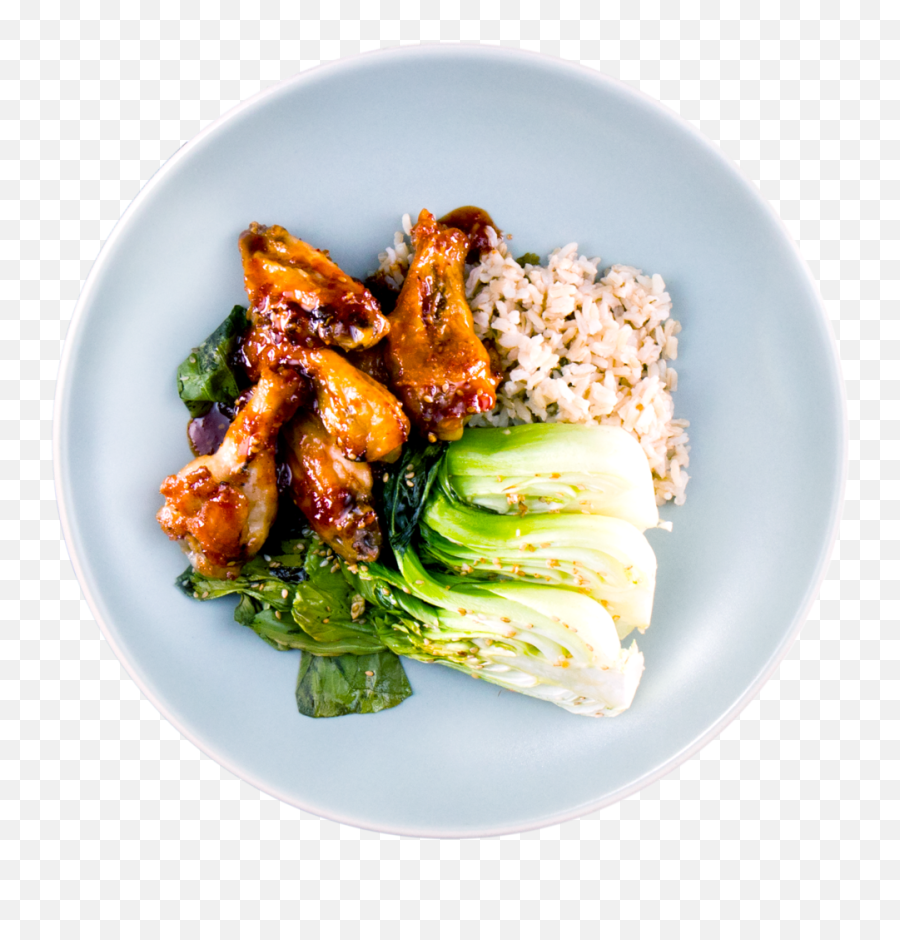 Sweet Korean Bbq Chicken Wings With Bok Choy And Cilantro Rice - Spicy Png,Chicken Wings Transparent
