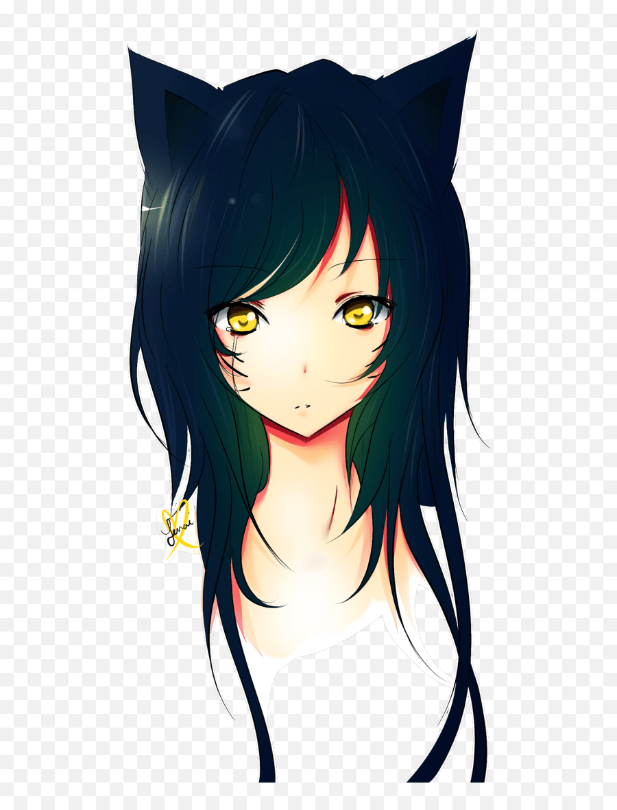 Download Hd Draw Your Female Character Digitally In Cute - Black Anime Wolf Girl Png,Cute Anime Png