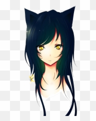 Download Hd Draw Your Female Character Digitally In Cute - Black Anime Wolf Girl Png,Cute Anime Png